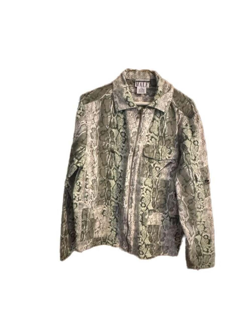 Vintage International Male Snakeskin Print Zip-Up Utility Jacket